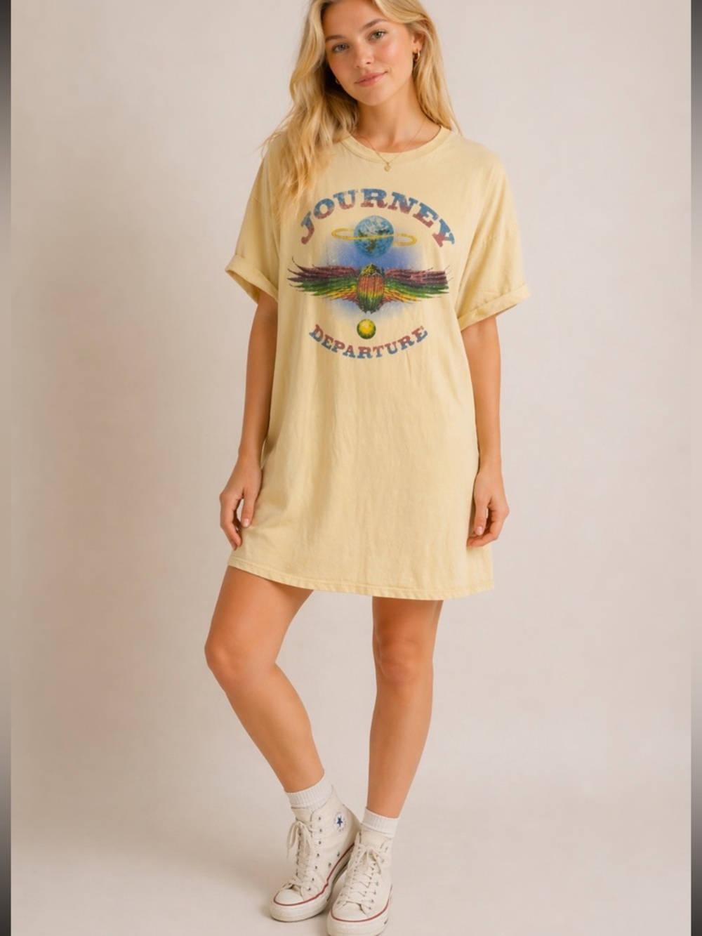 Journey Departure Tour Short Cuffed Sleeve T-Shirt Dress Size XXL 36526